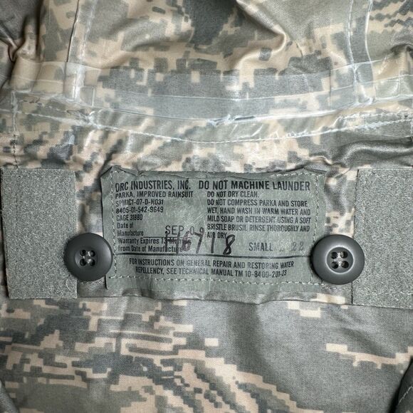 ORC Industries Digital Camo Improved Rainsuit Parka Jacket ACU Men Small - Picture 2 of 6